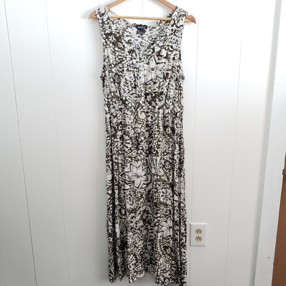 5/$25 Erika Floral Henley Top Tank Midi Dress